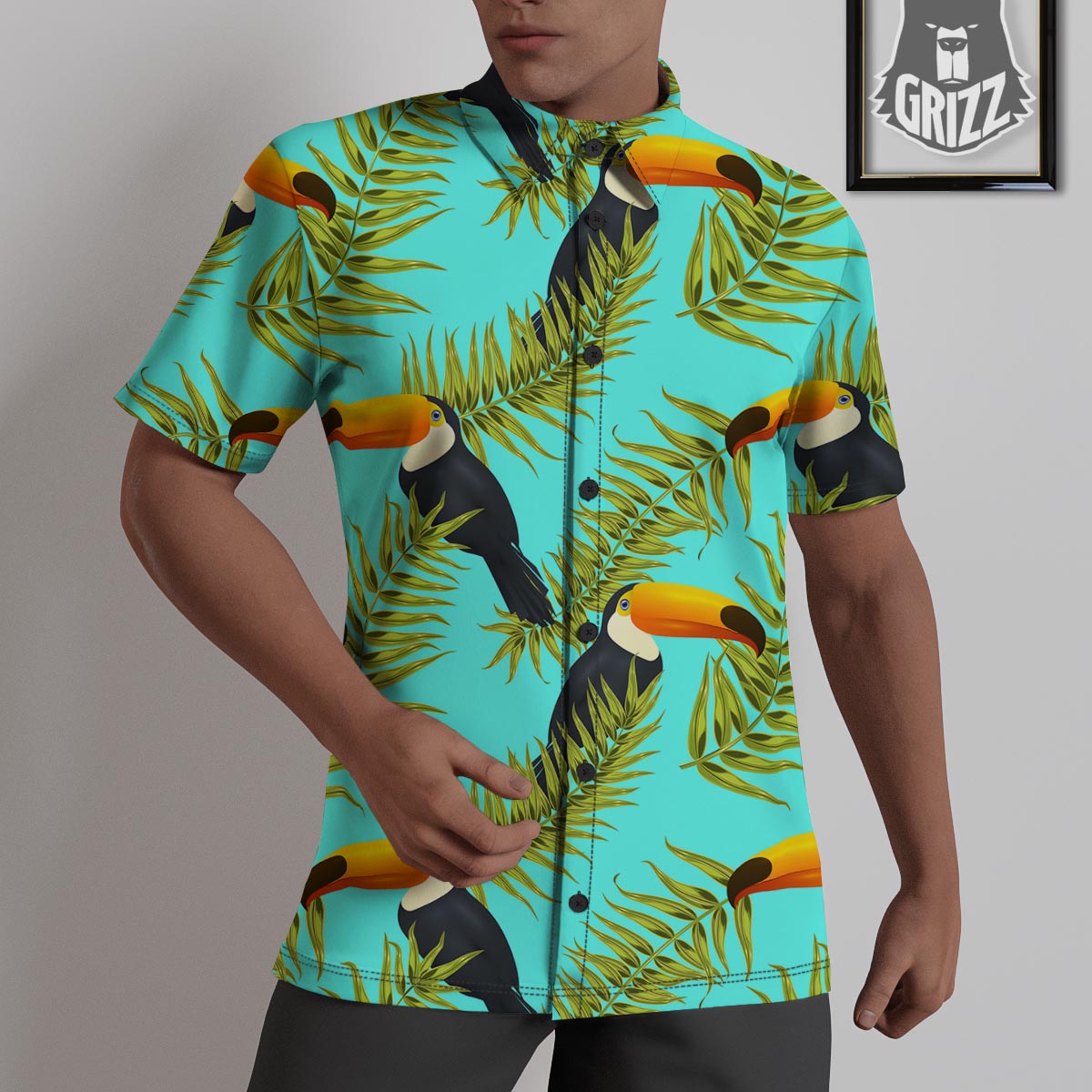 Toucan Toco Print Pattern Untucked Shirts-grizzshop