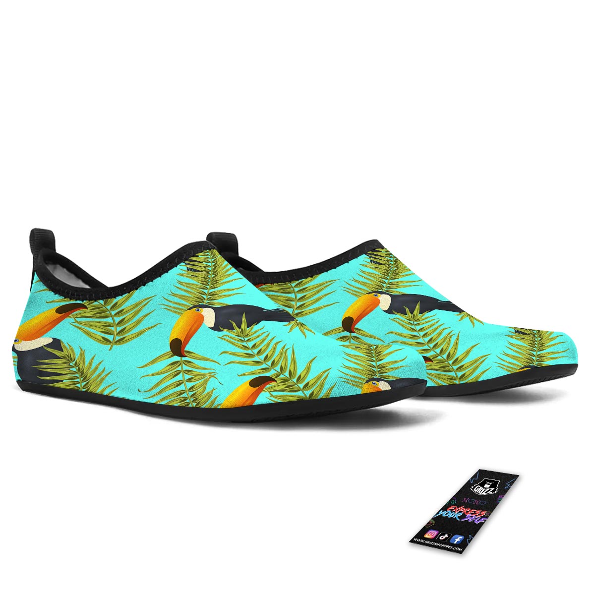 Toucan Toco Print Pattern Water Shoes-grizzshop