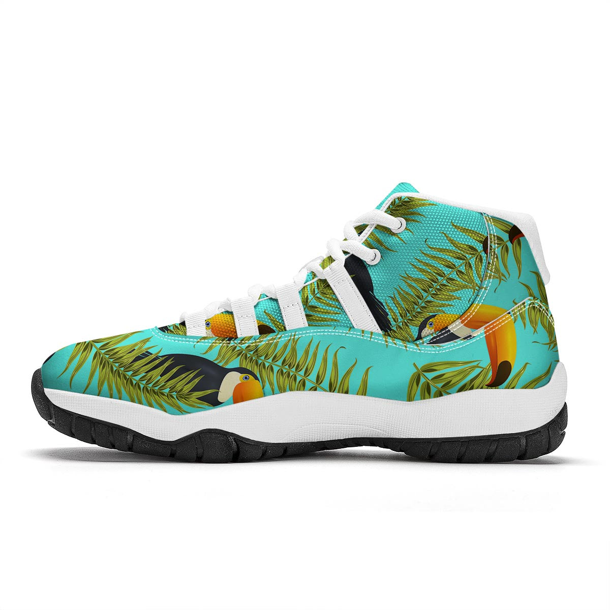 Toucan Toco Print Pattern White Bball Shoes-grizzshop