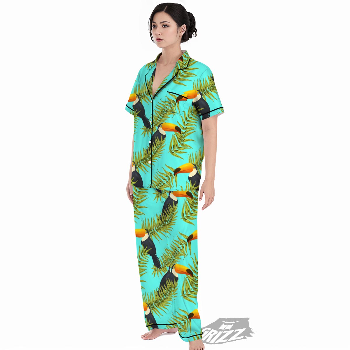 Toucan Toco Print Pattern Women's Pajamas Set-grizzshop