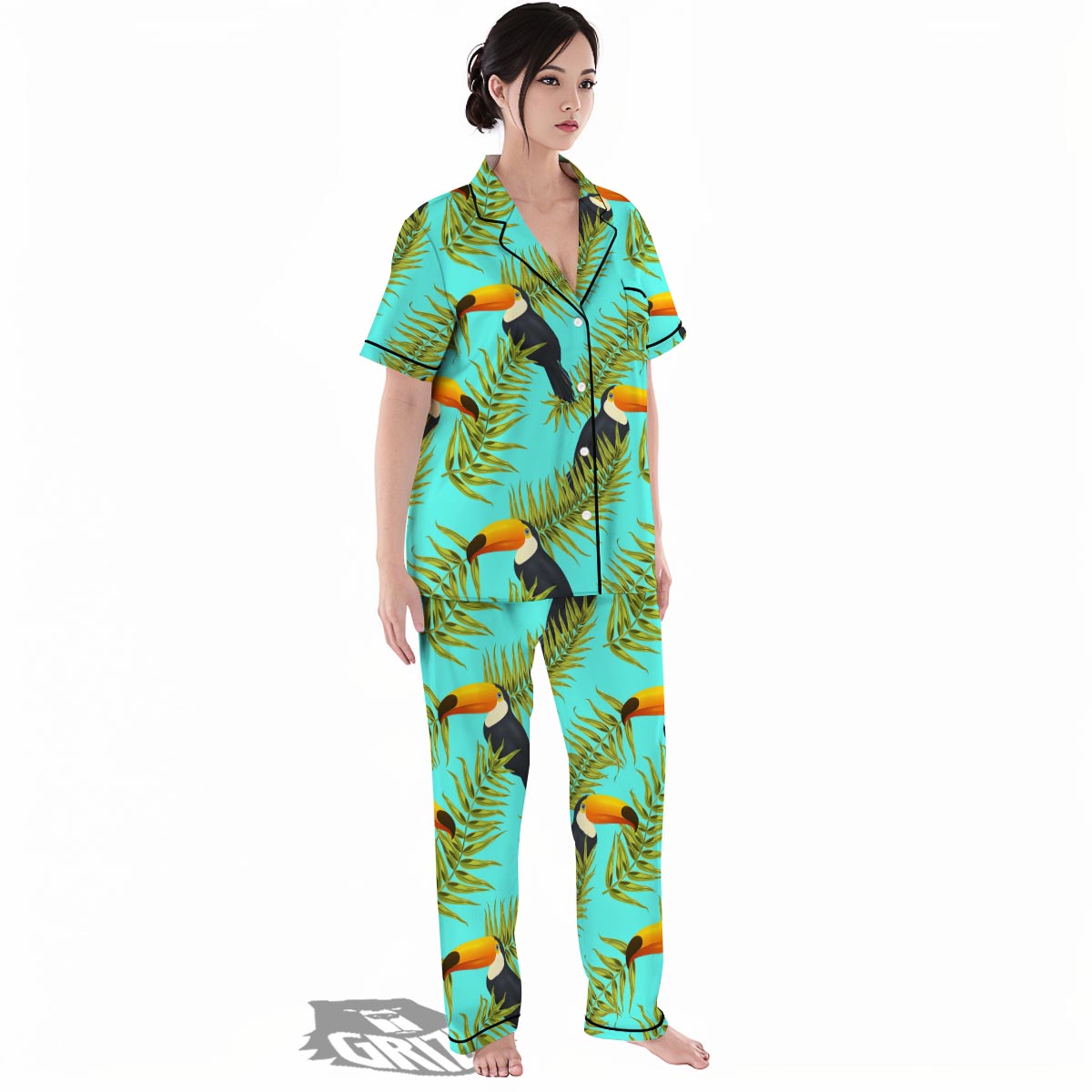 Toucan Toco Print Pattern Women's Pajamas Set-grizzshop