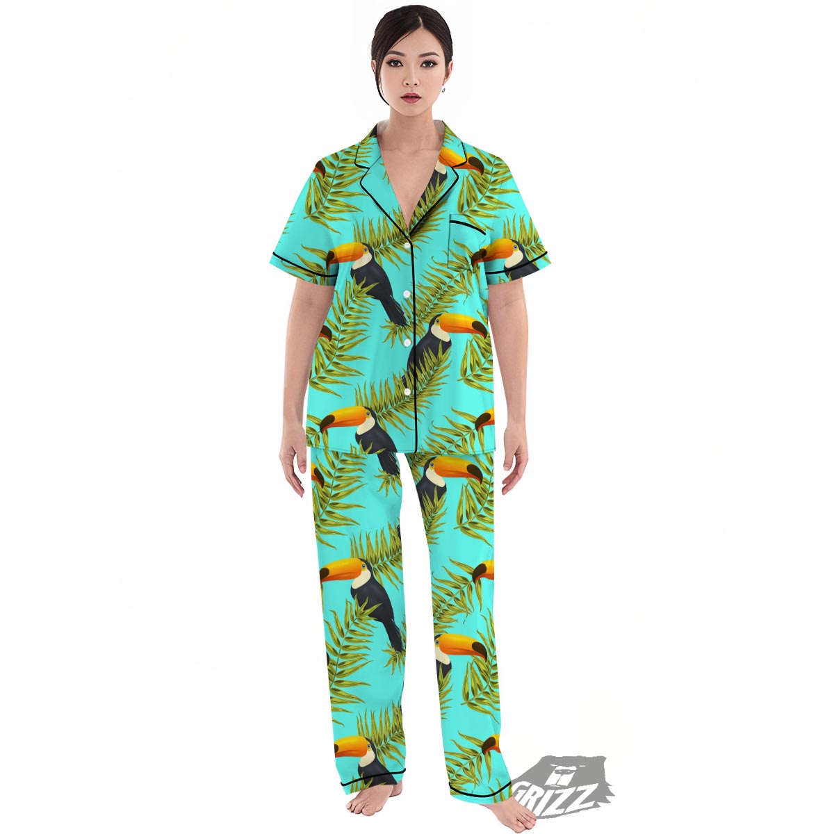 Toucan Toco Print Pattern Women's Pajamas Set-grizzshop