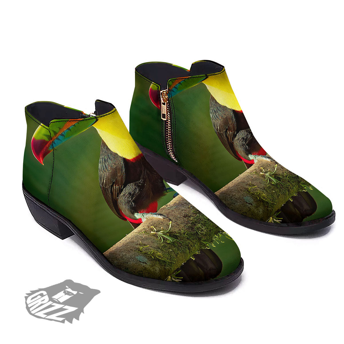 Toucan Tropical Toco Print Ankle Boots-grizzshop