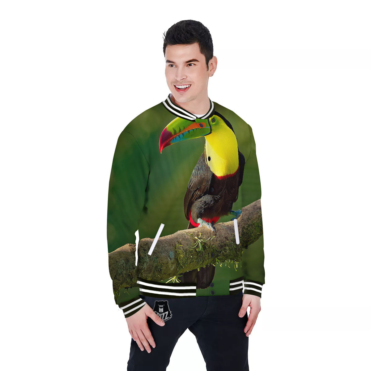 Toucan Tropical Toco Print Baseball Jacket-grizzshop