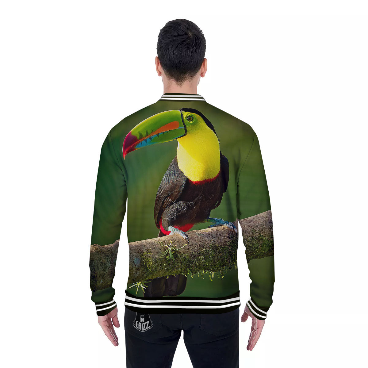 Toucan Tropical Toco Print Baseball Jacket-grizzshop