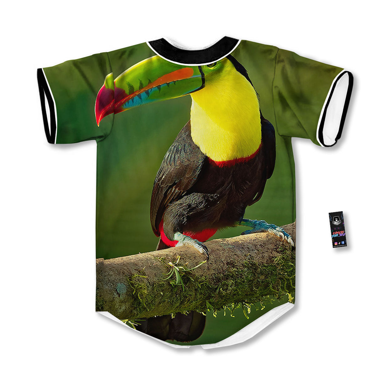 Toucan Tropical Toco Print Baseball Jersey-grizzshop