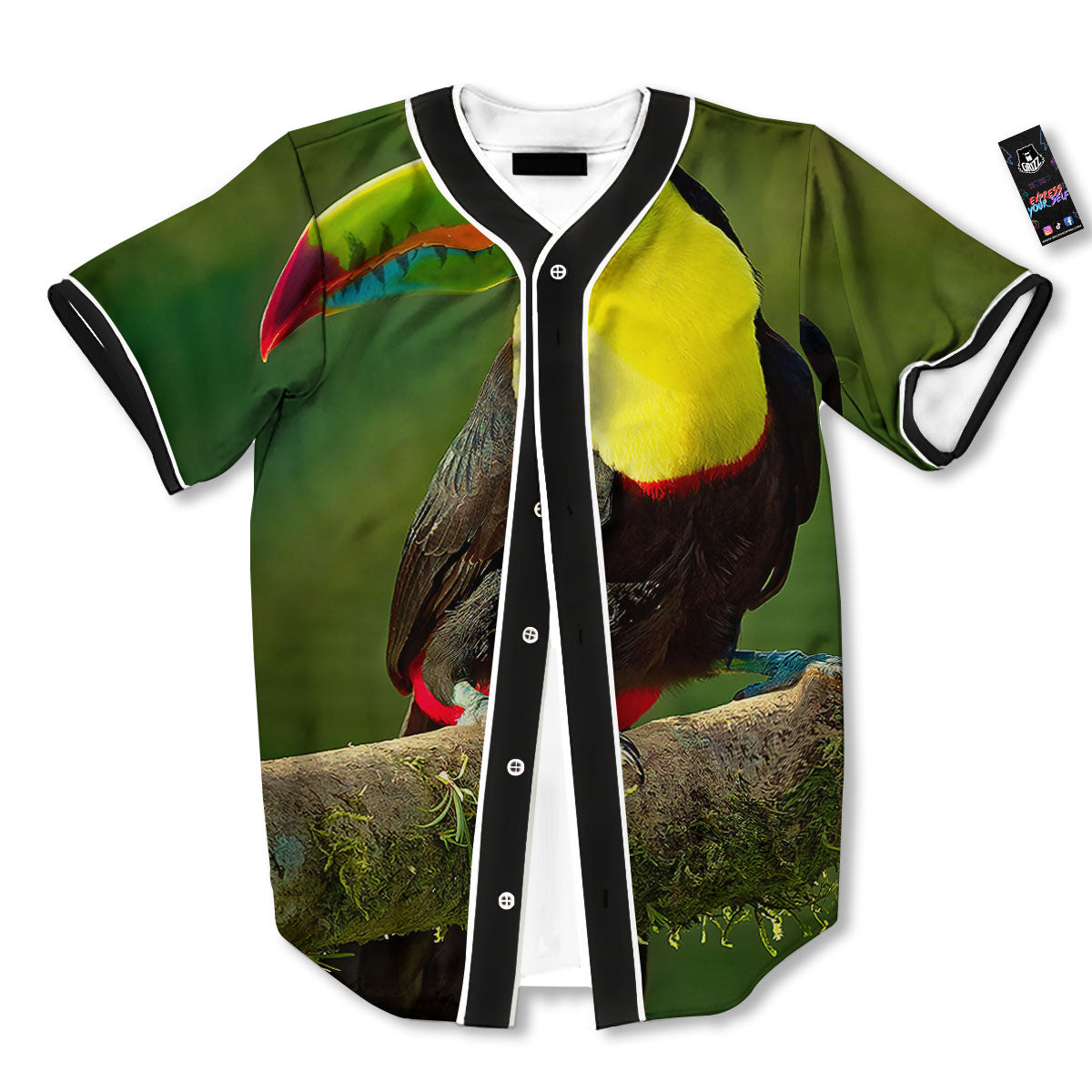 Toucan Tropical Toco Print Baseball Jersey-grizzshop