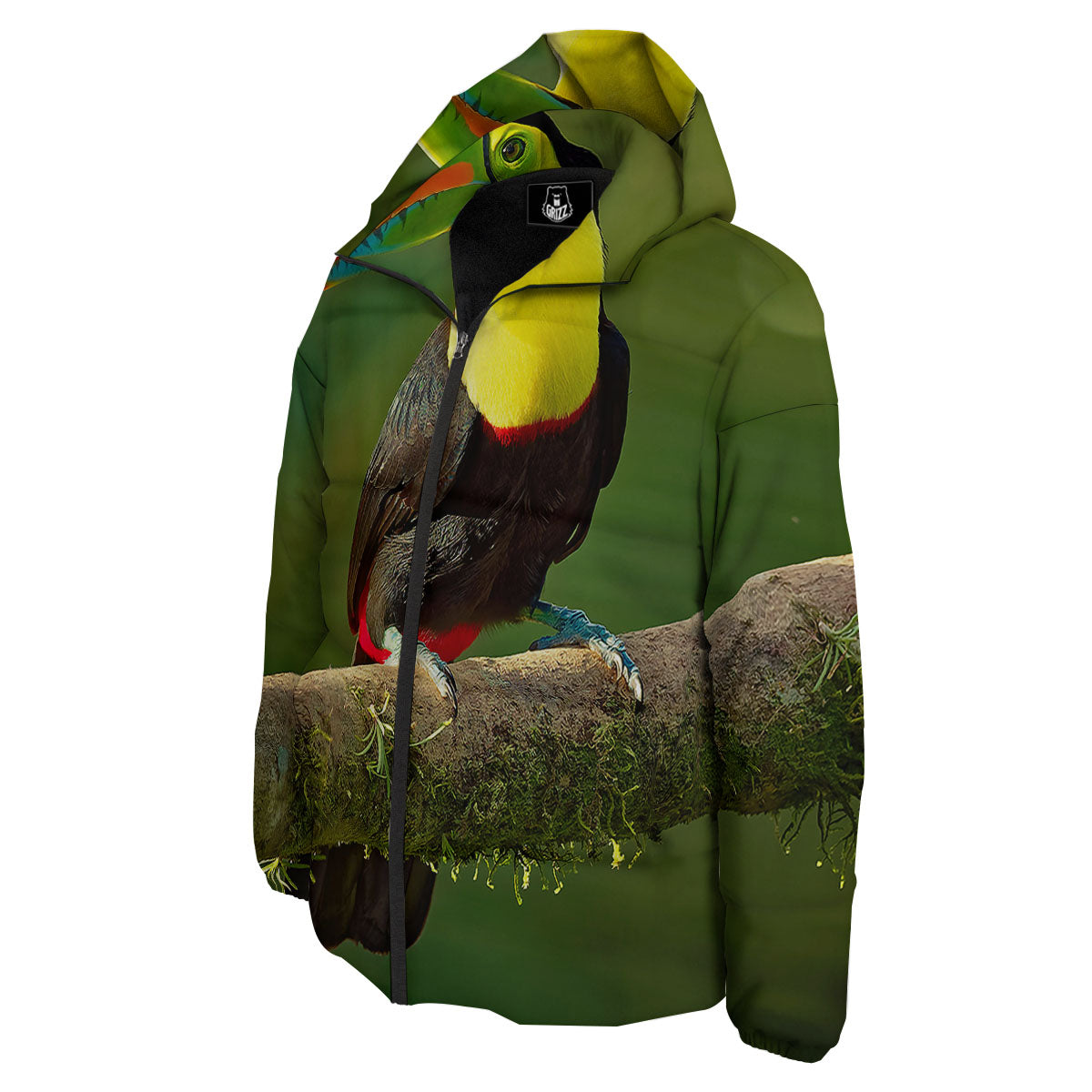 Toucan Tropical Toco Print Down Jacket-grizzshop