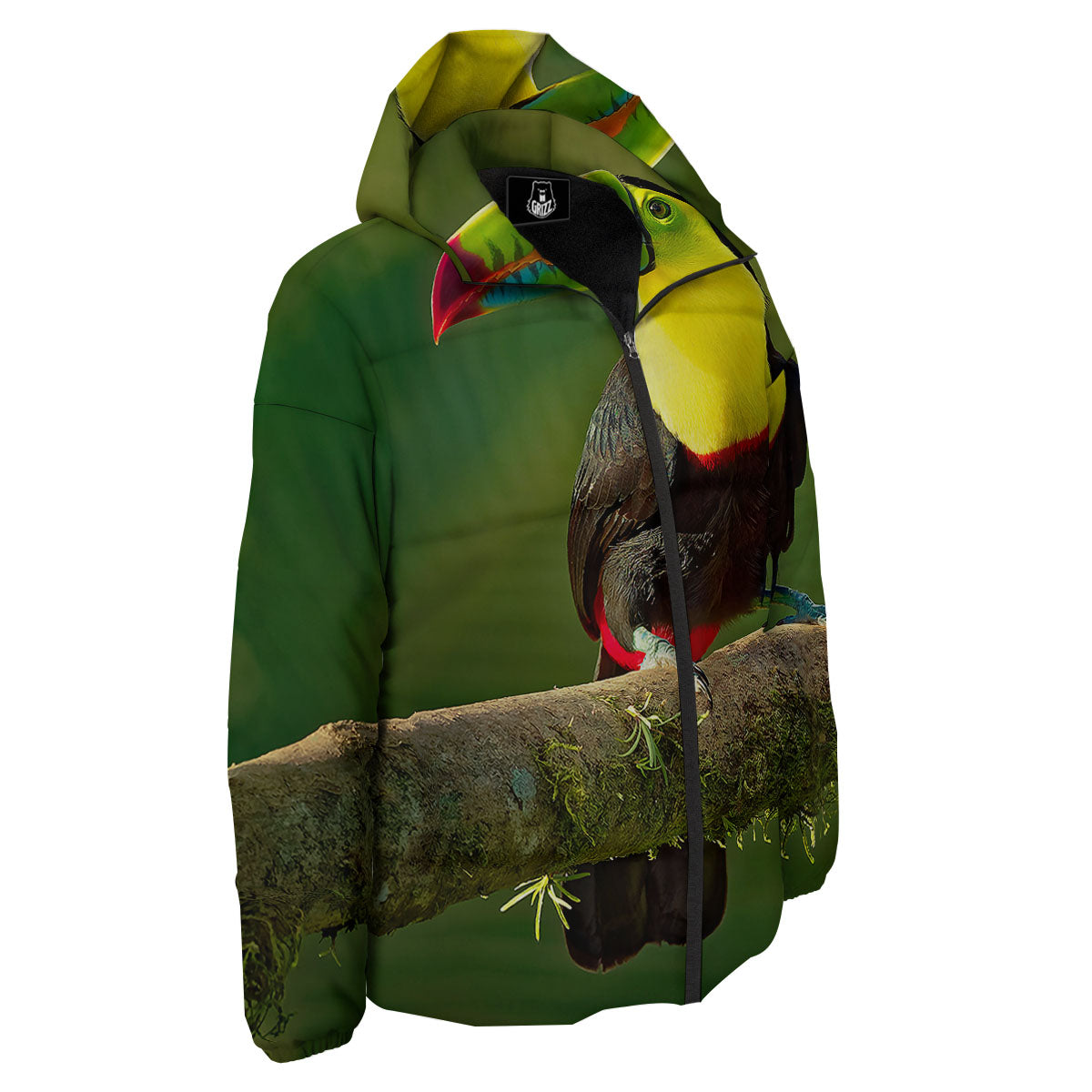 Toucan Tropical Toco Print Down Jacket-grizzshop