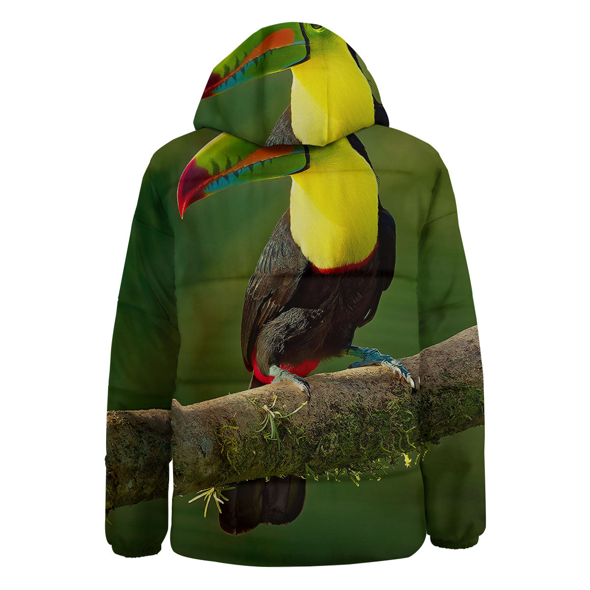 Toucan Tropical Toco Print Down Jacket-grizzshop