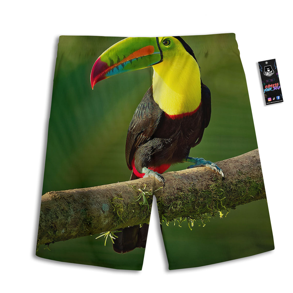 Toucan Tropical Toco Print Men's Athletic Shorts