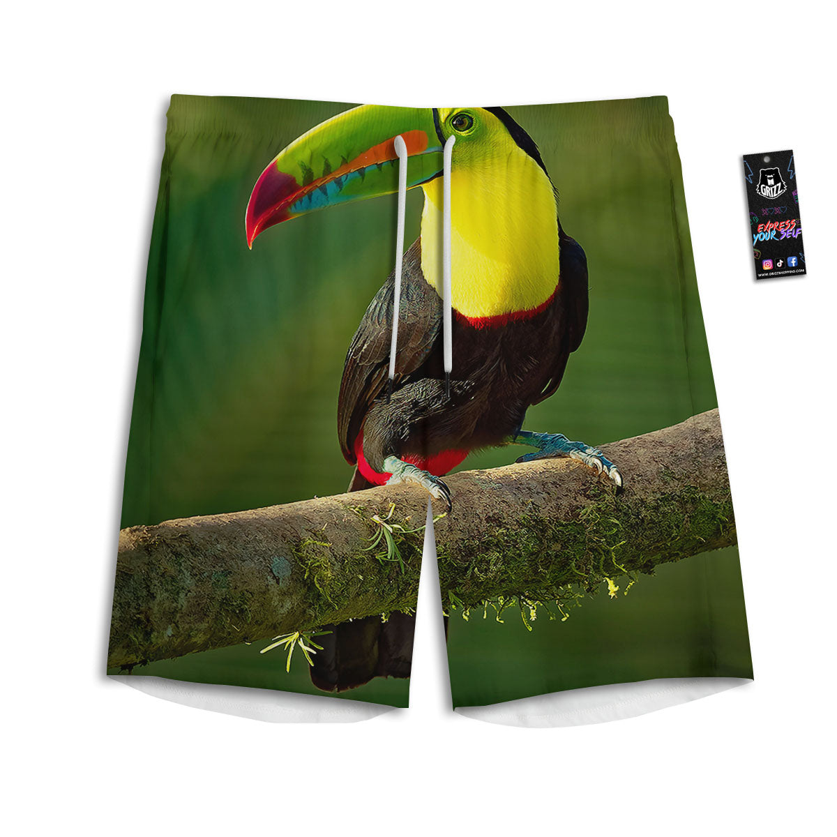 Toucan Tropical Toco Print Men's Athletic Shorts