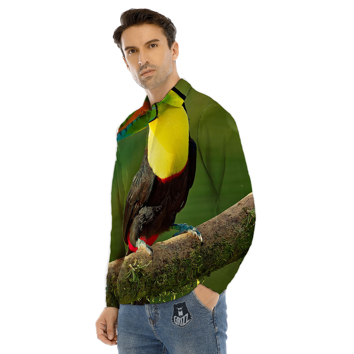 Toucan Tropical Toco Print Men's Dress Shirts-grizzshop