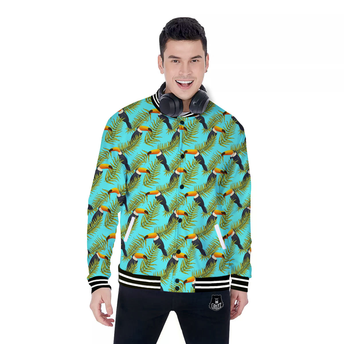 Toucan Tropical Toco Print Pattern Baseball Jacket-grizzshop