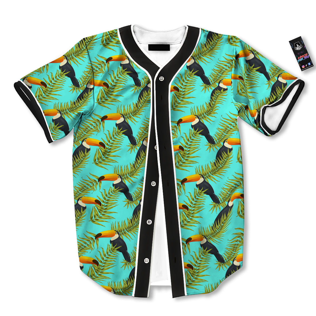 Toucan Tropical Toco Print Pattern Baseball Jersey-grizzshop