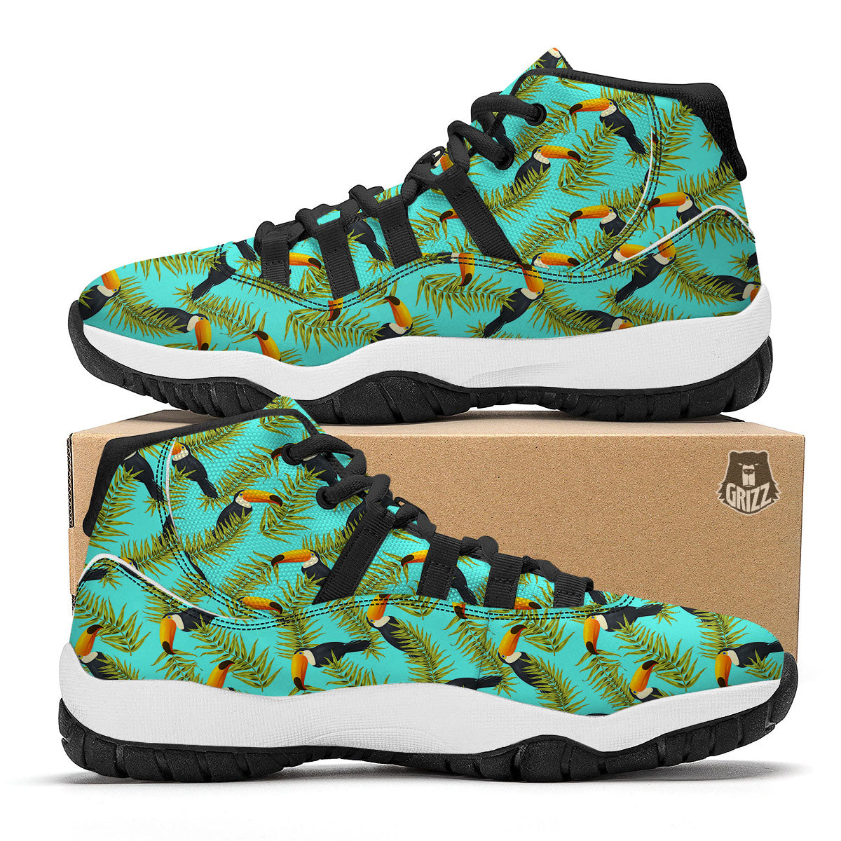 Toucan Tropical Toco Print Pattern Black Bball Shoes-grizzshop