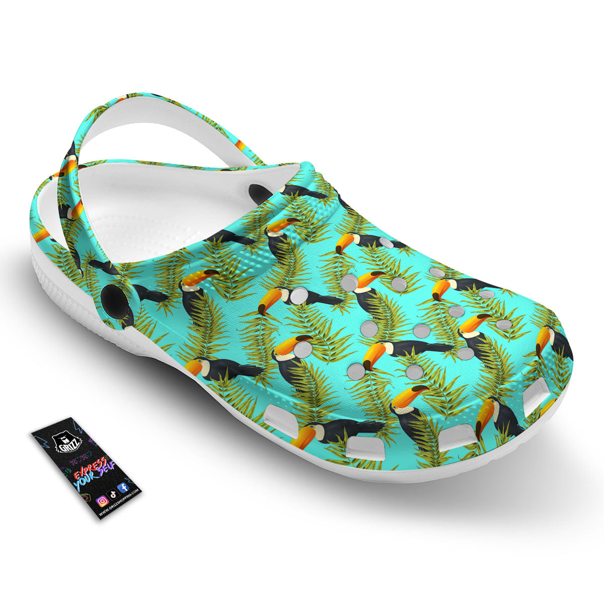 Toucan Tropical Toco Print Pattern Clog-grizzshop