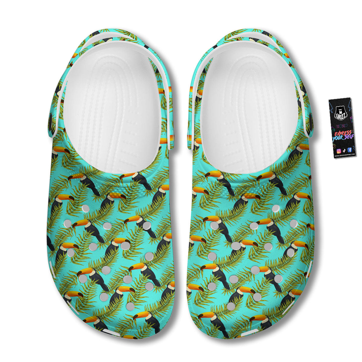 Toucan Tropical Toco Print Pattern Clog-grizzshop