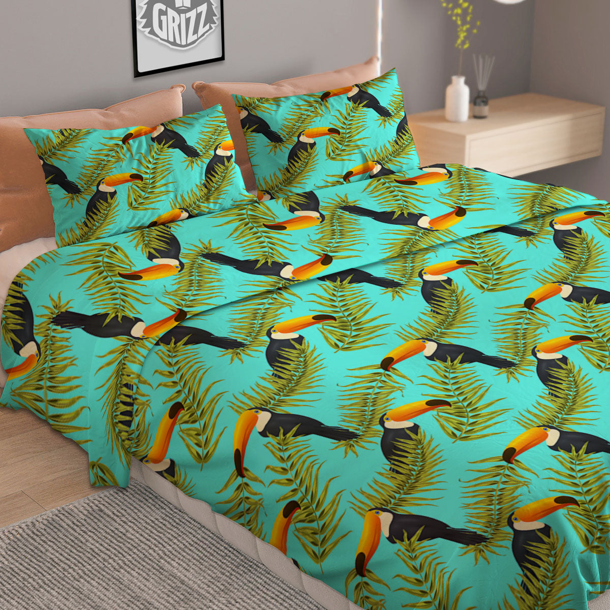 Toucan Tropical Toco Print Pattern Duvet Cover Bedding Set