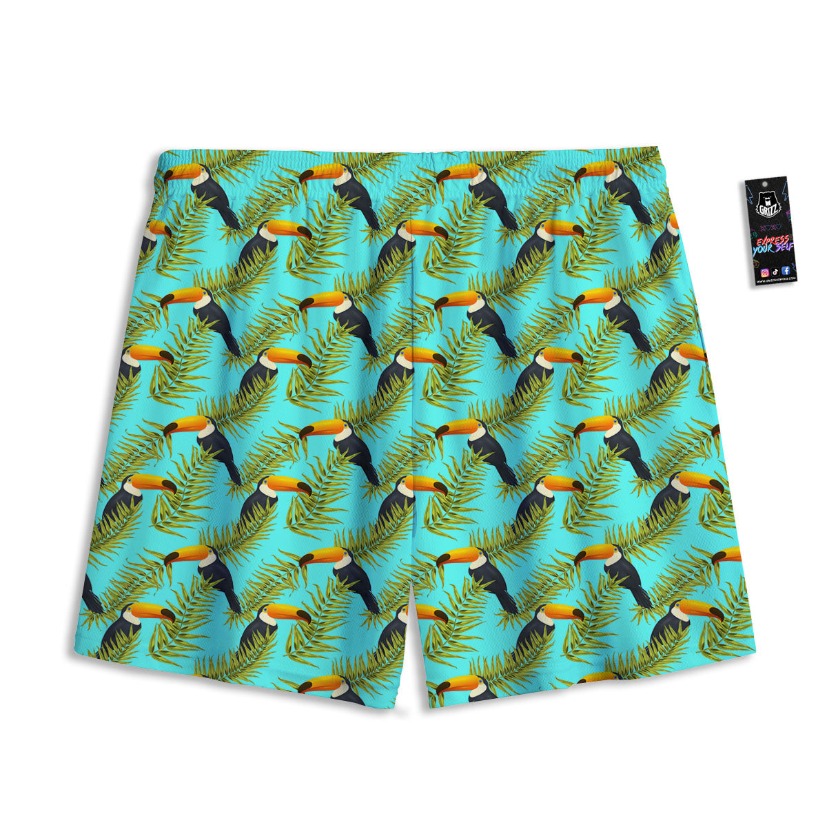 Toucan Tropical Toco Print Pattern Mesh Shorts