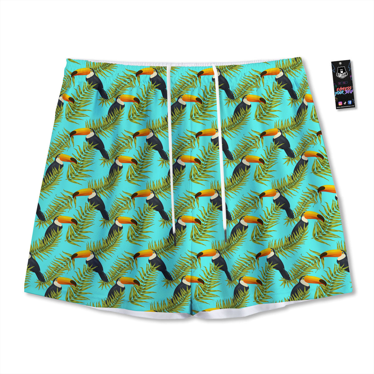 Toucan Tropical Toco Print Pattern Mesh Shorts