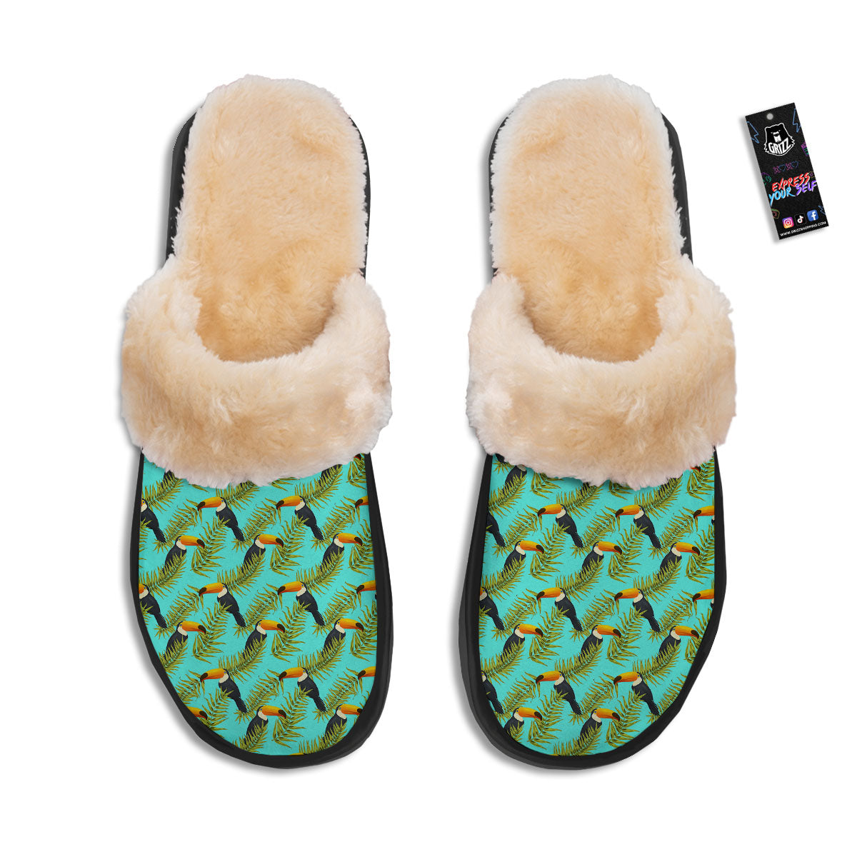 Toucan Tropical Toco Print Pattern Slippers-grizzshop