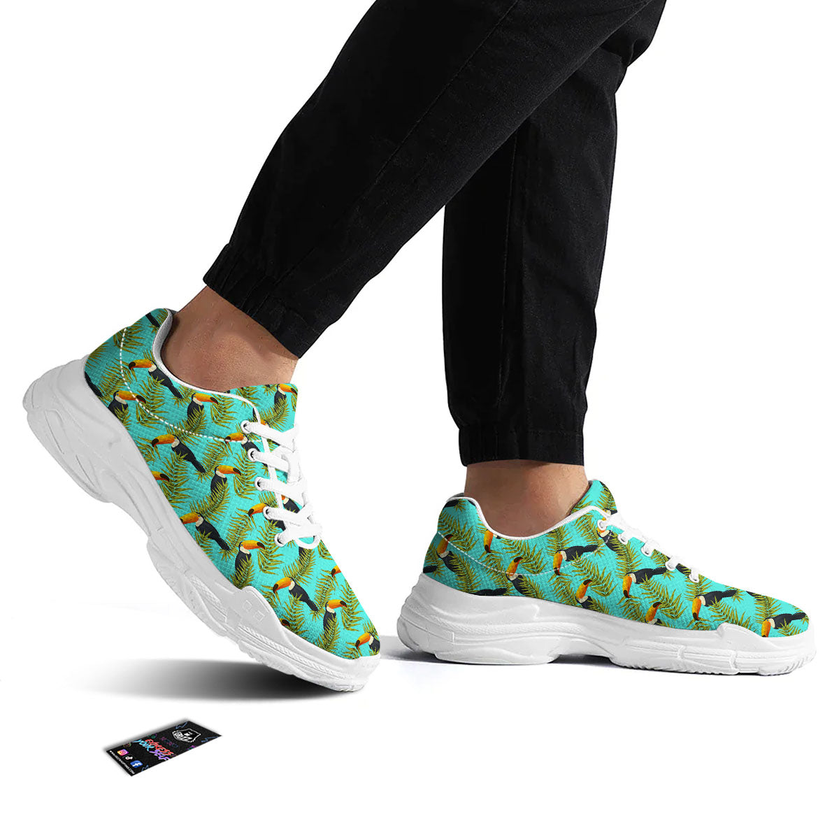 Toucan Tropical Toco Print Pattern White Chunky Shoes-grizzshop