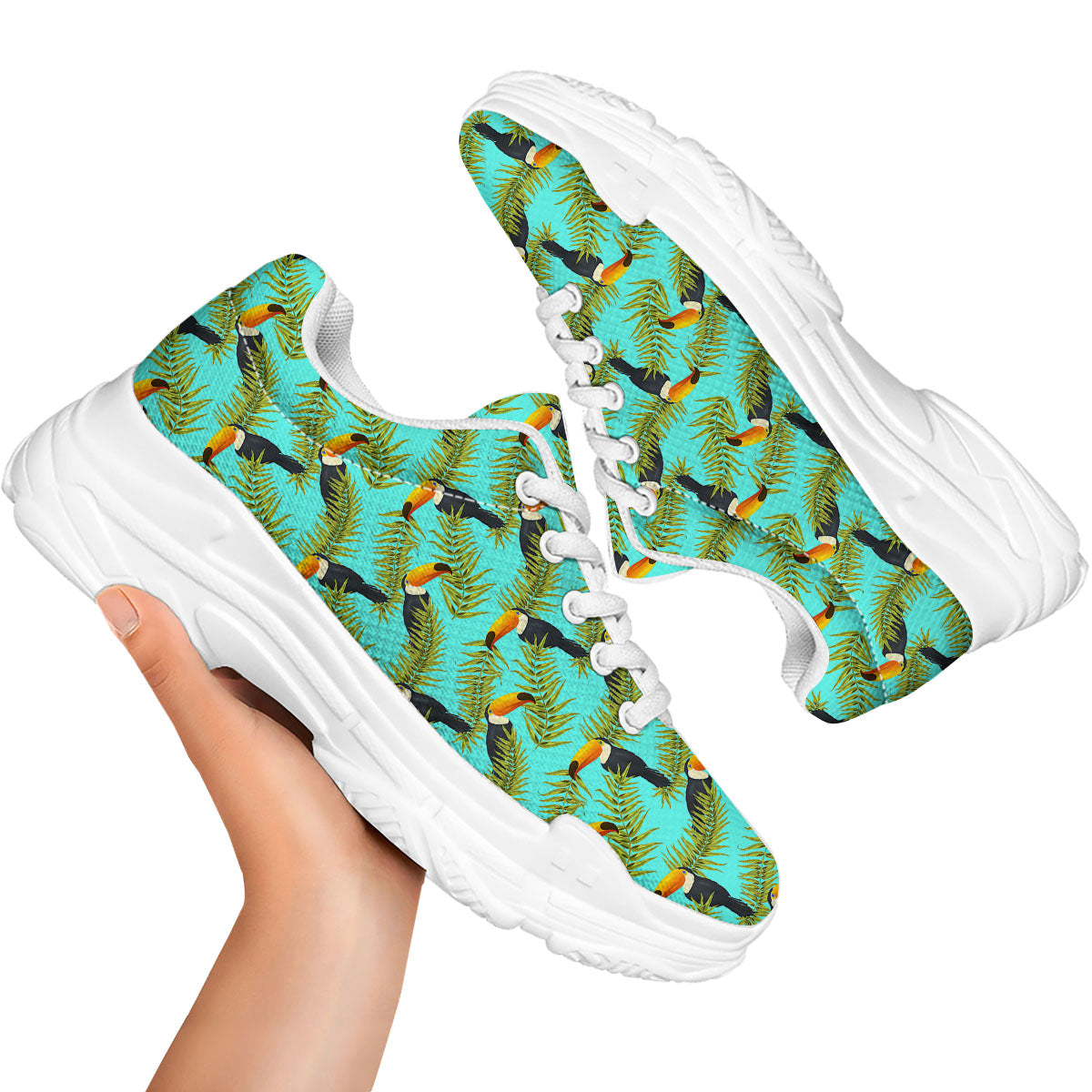 Toucan Tropical Toco Print Pattern White Chunky Shoes-grizzshop