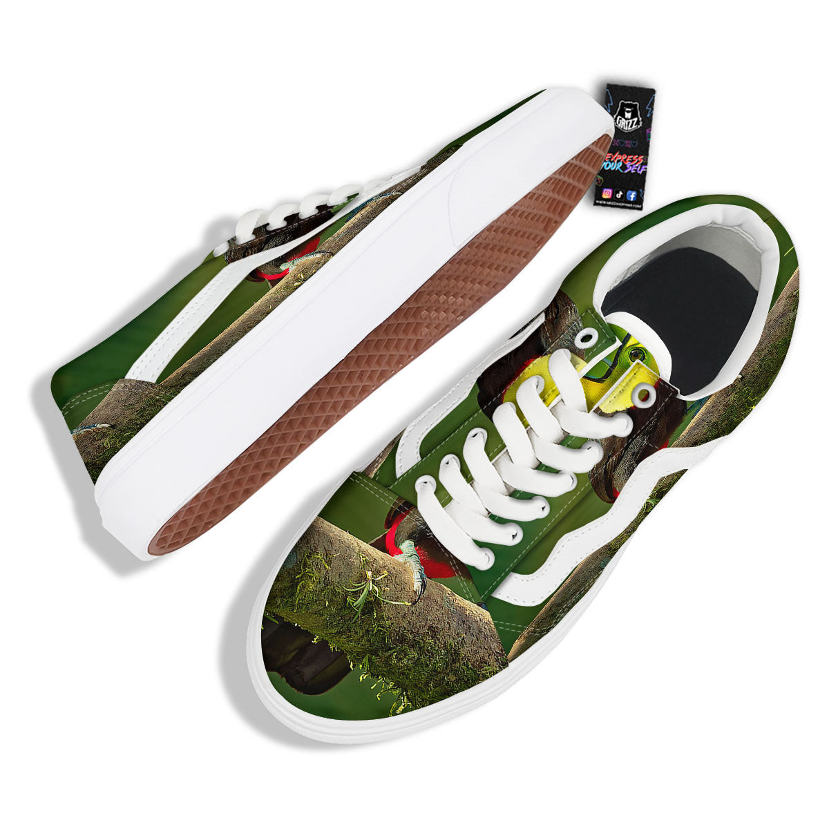 Toucan Tropical Toco Print Skate Shoes-grizzshop