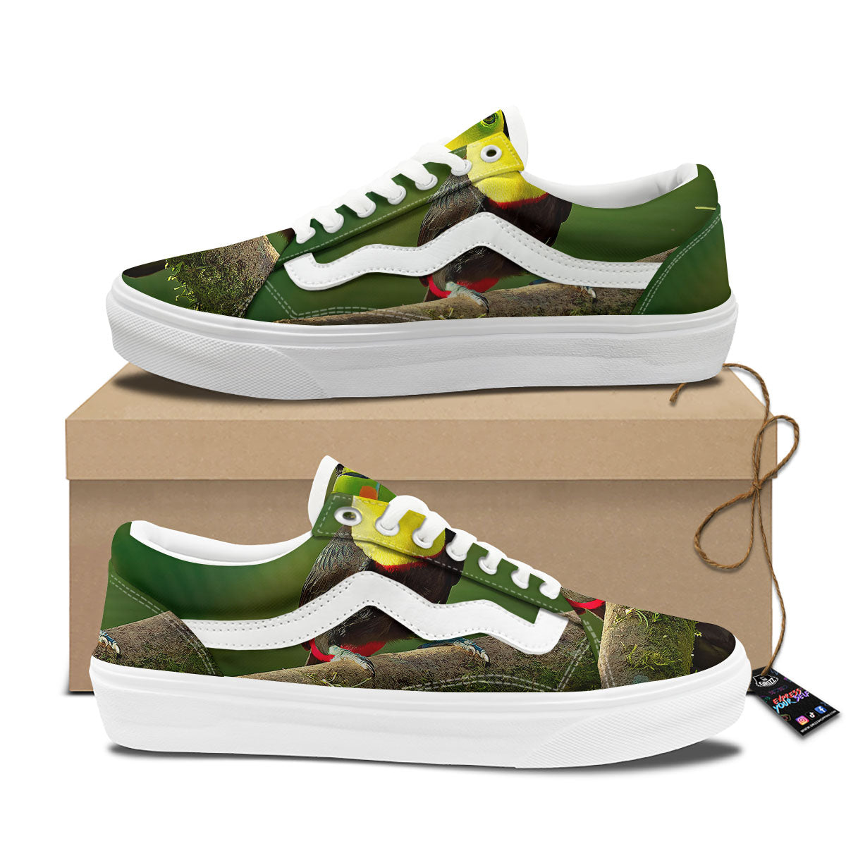 Toucan Tropical Toco Print Skate Shoes-grizzshop