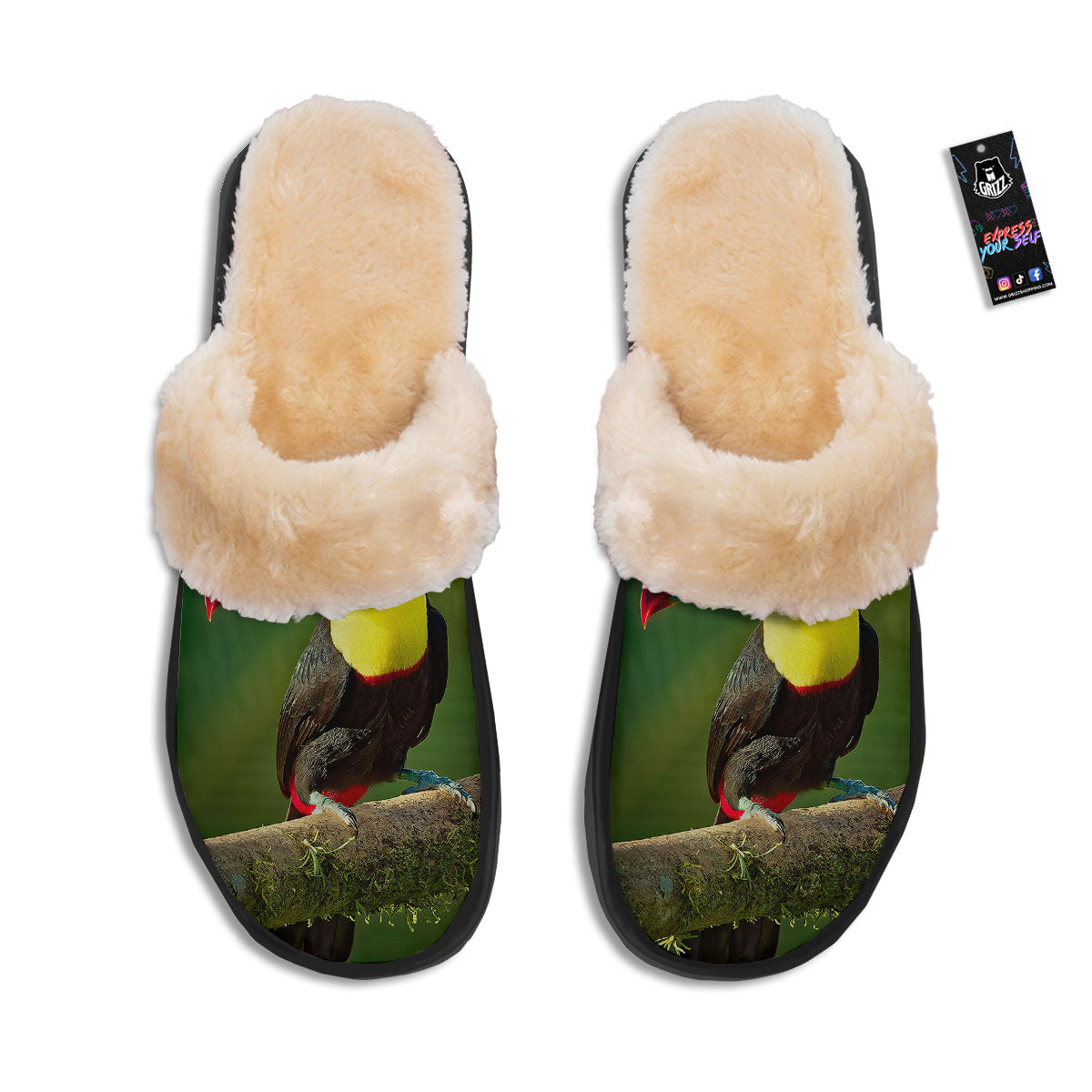Toucan Tropical Toco Print Slippers-grizzshop