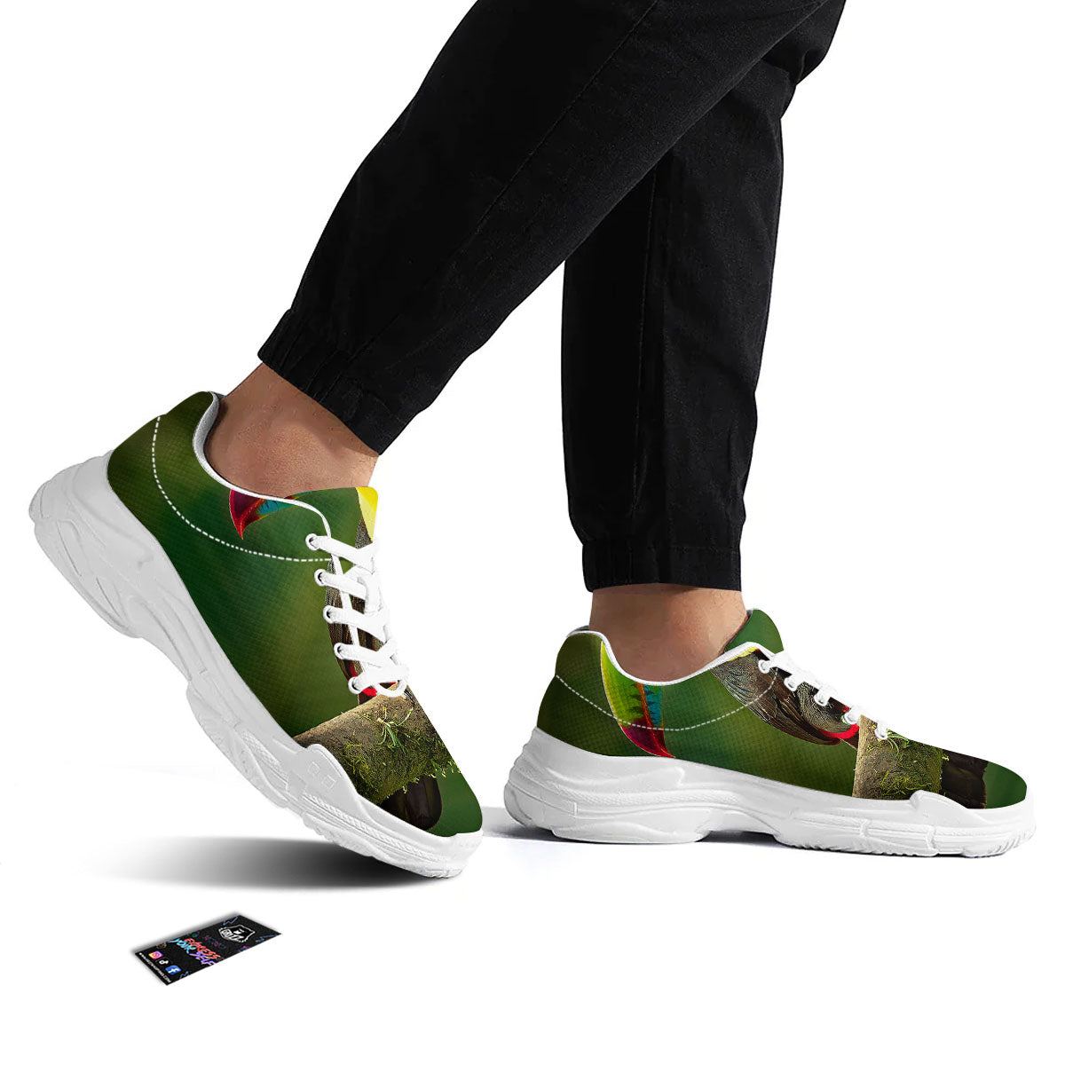 Toucan Tropical Toco Print White Chunky Shoes-grizzshop