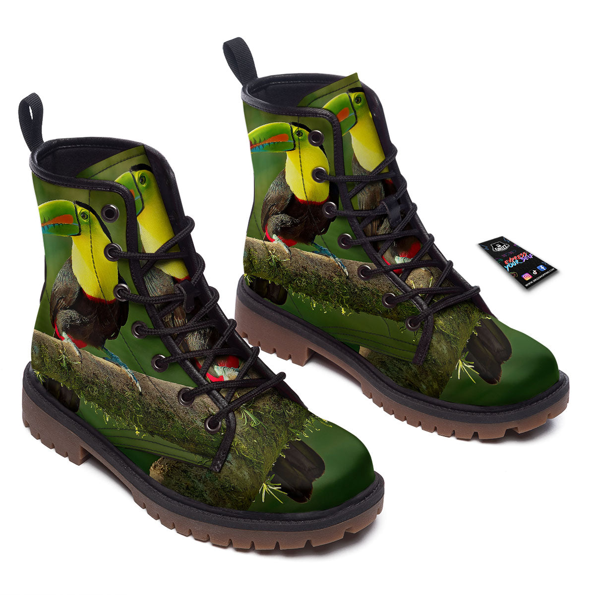 Toucan Tropical Toco Print Work Boots-grizzshop