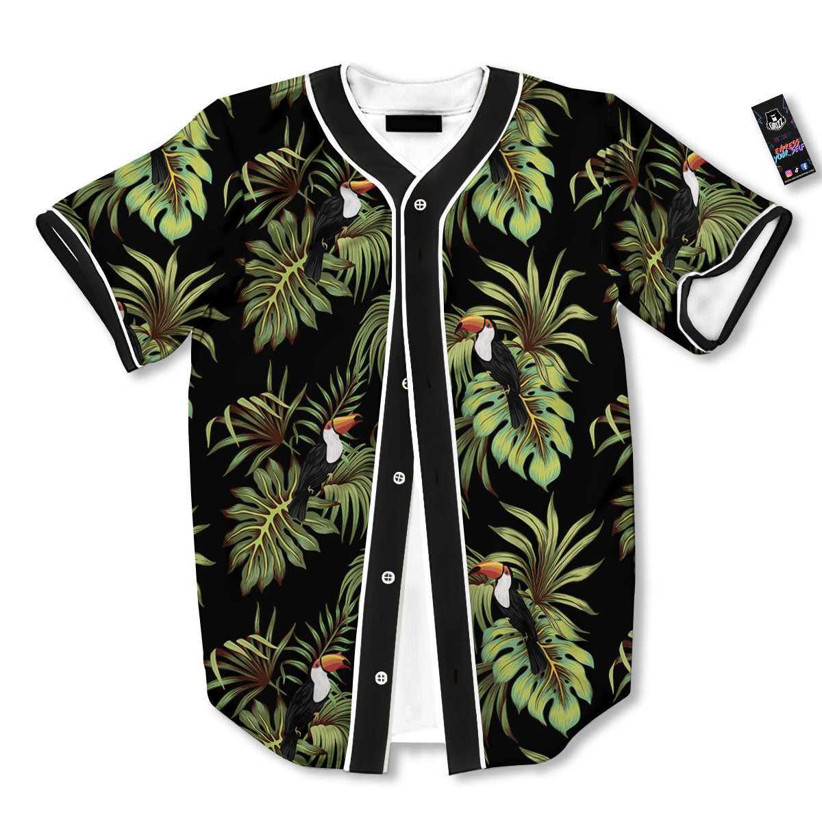 Toucan Vintage Print Pattern Baseball Jersey-grizzshop