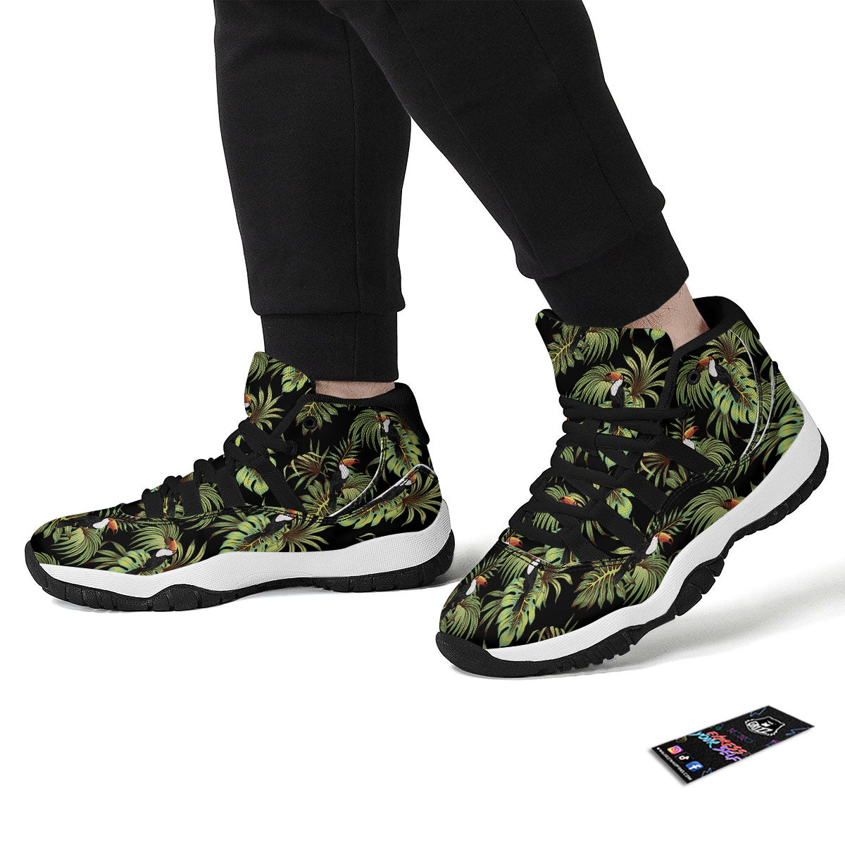 Toucan Vintage Print Pattern Black Bball Shoes-grizzshop