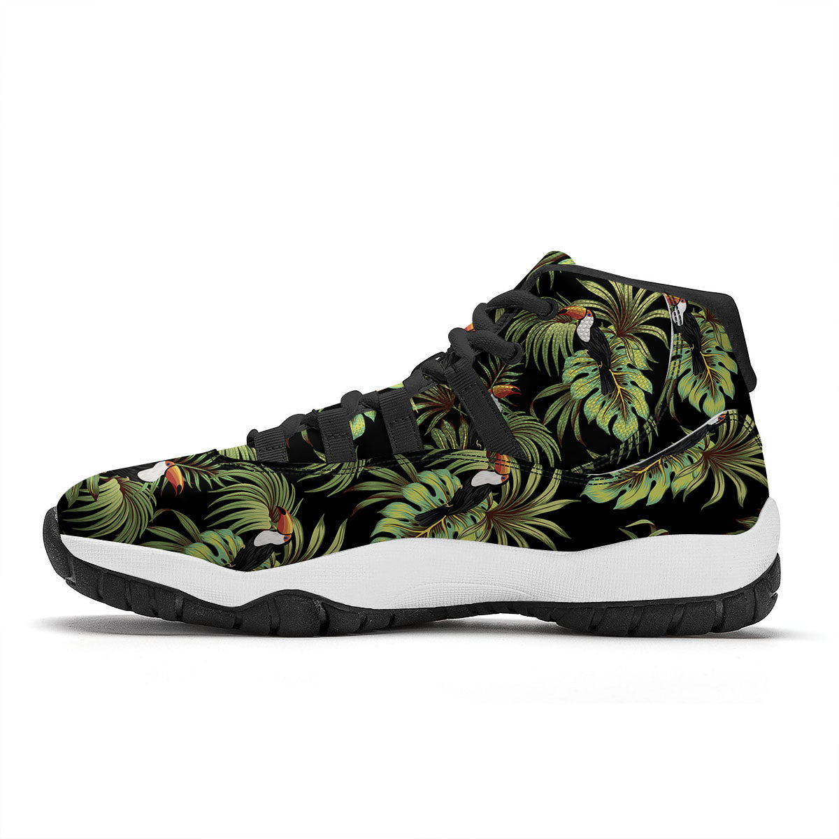 Toucan Vintage Print Pattern Black Bball Shoes-grizzshop