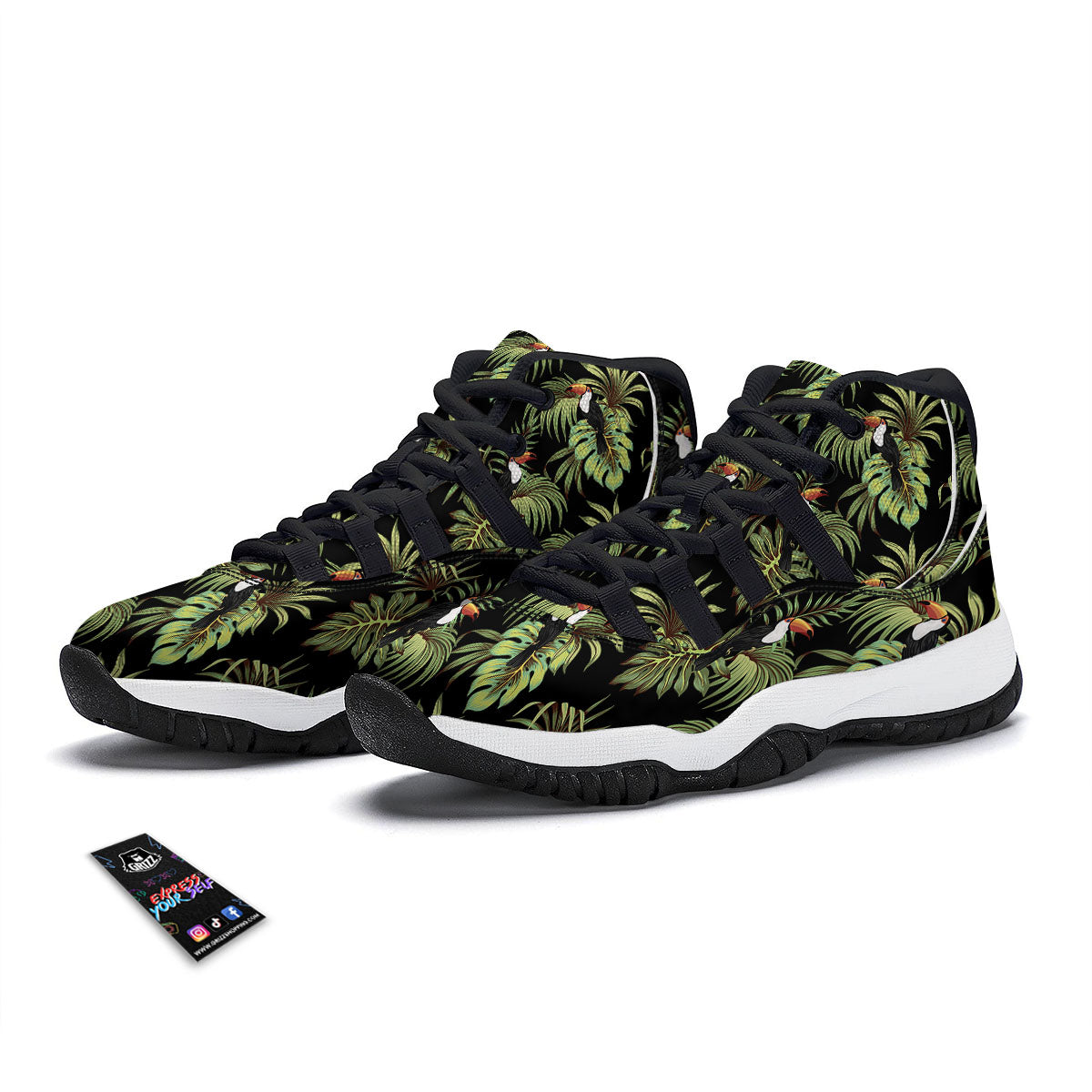Toucan Vintage Print Pattern Black Bball Shoes-grizzshop