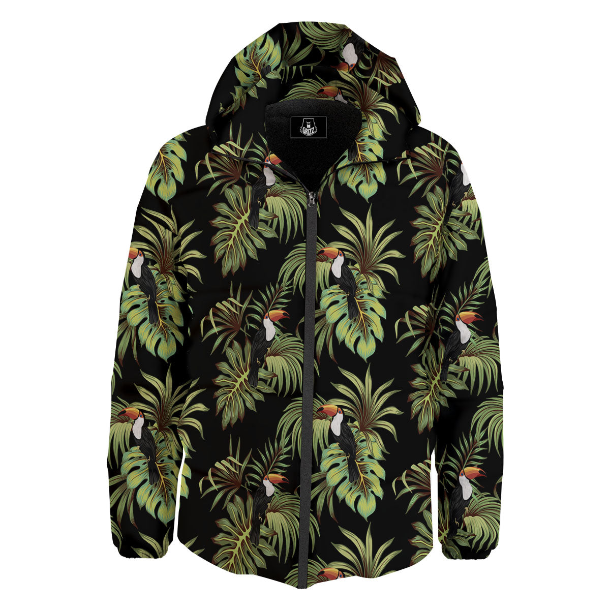 Toucan Vintage Print Pattern Down Jacket-grizzshop