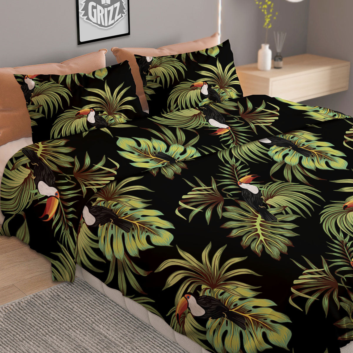 Toucan Vintage Print Pattern Duvet Cover Bedding Set