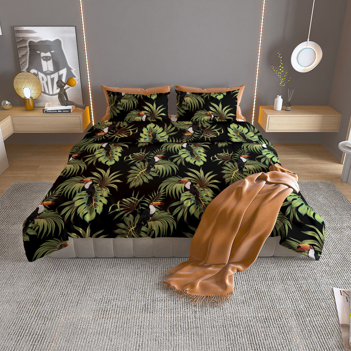 Toucan Vintage Print Pattern Duvet Cover Bedding Set
