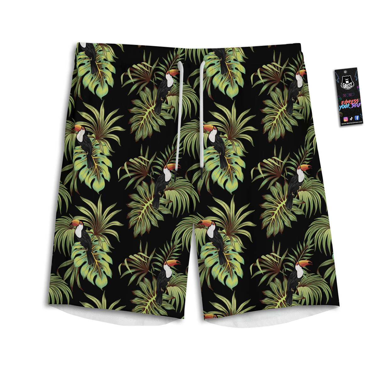 Toucan Vintage Print Pattern Men's Athletic Shorts