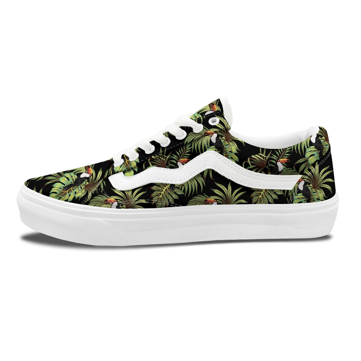 Toucan Vintage Print Pattern Skate Shoes-grizzshop