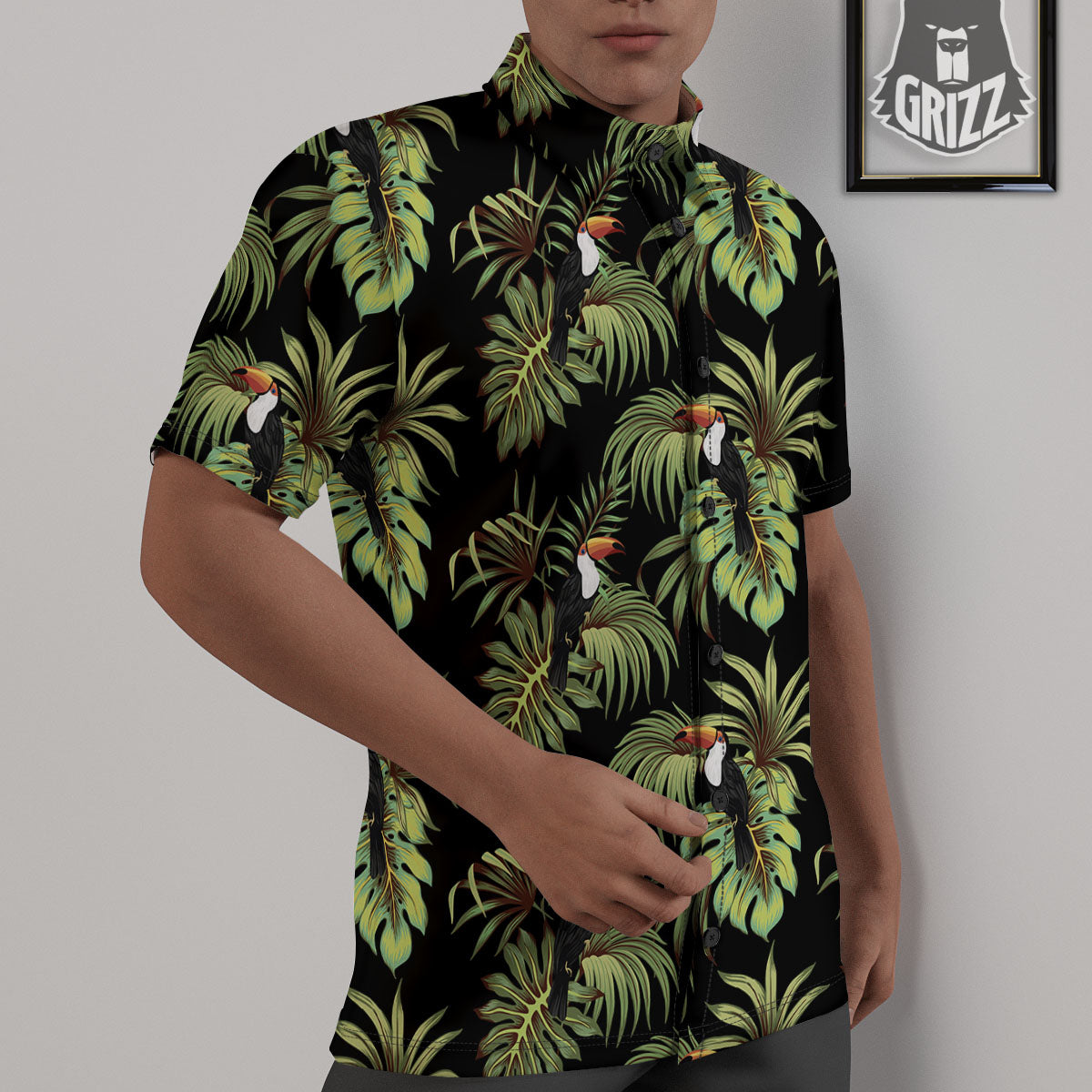 Toucan Vintage Print Pattern Untucked Shirts-grizzshop