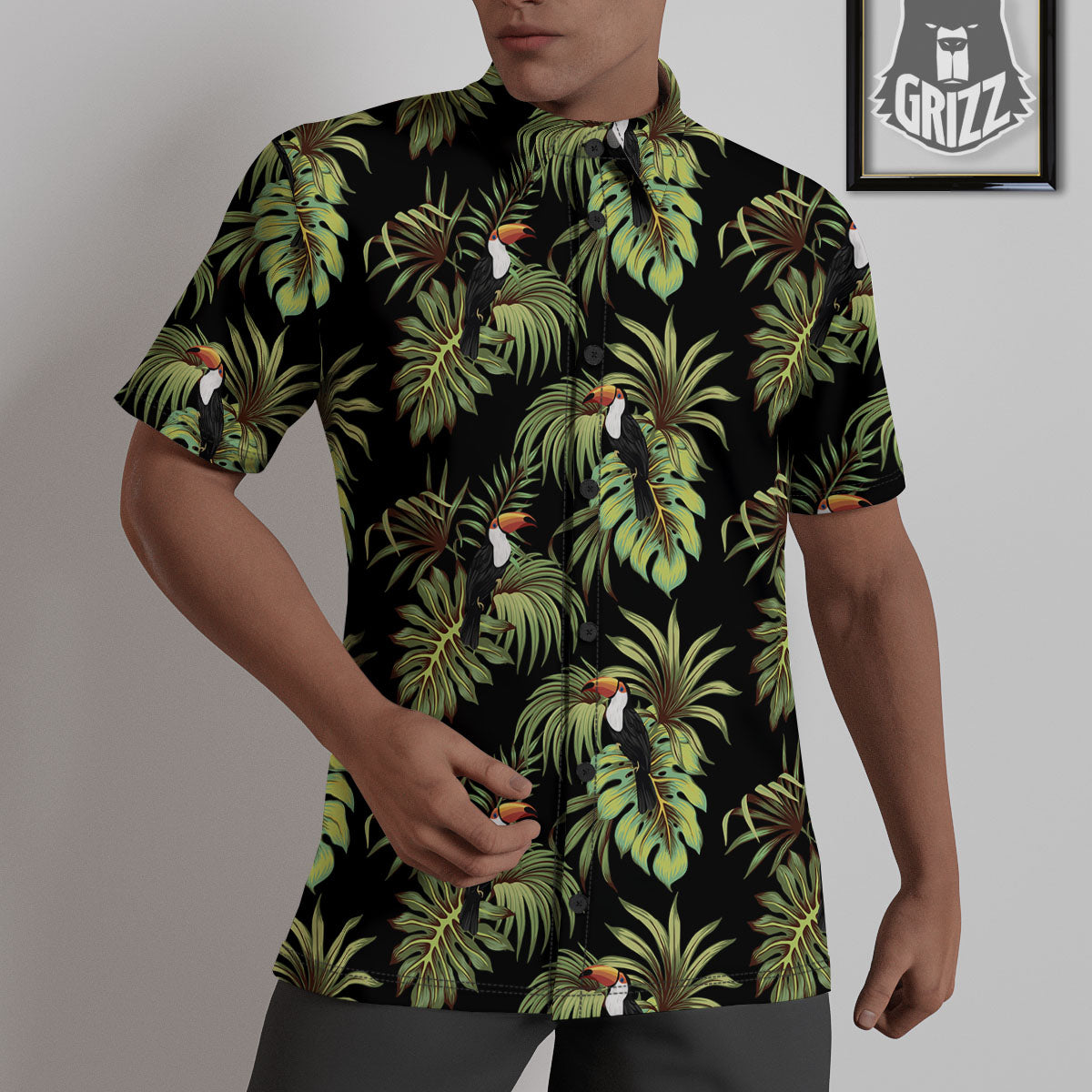 Toucan Vintage Print Pattern Untucked Shirts-grizzshop