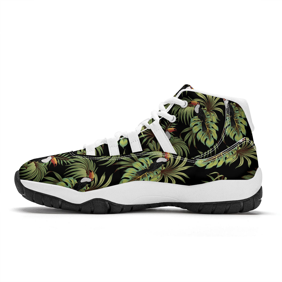 Toucan Vintage Print Pattern White Bball Shoes-grizzshop