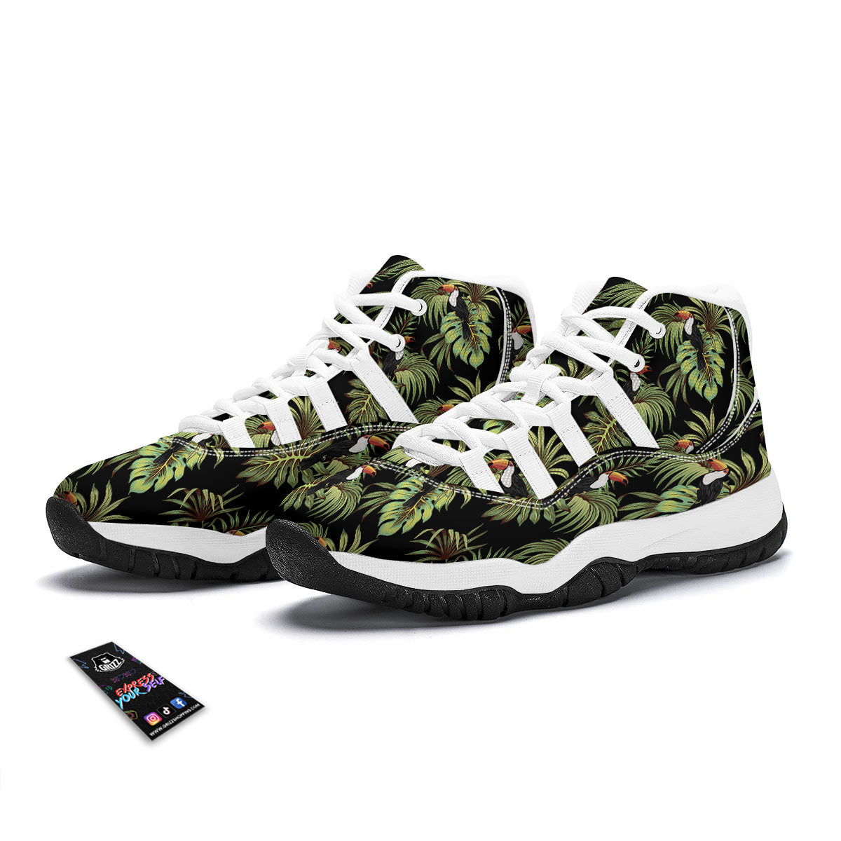 Toucan Vintage Print Pattern White Bball Shoes-grizzshop