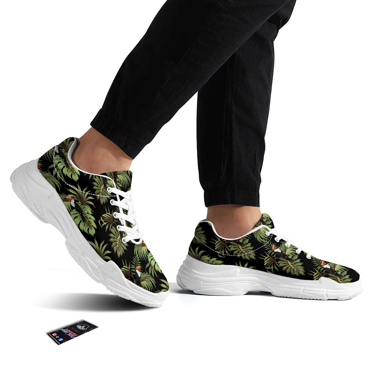 Toucan Vintage Print Pattern White Chunky Shoes-grizzshop