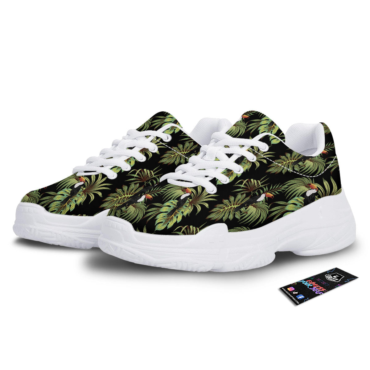 Toucan Vintage Print Pattern White Chunky Shoes-grizzshop