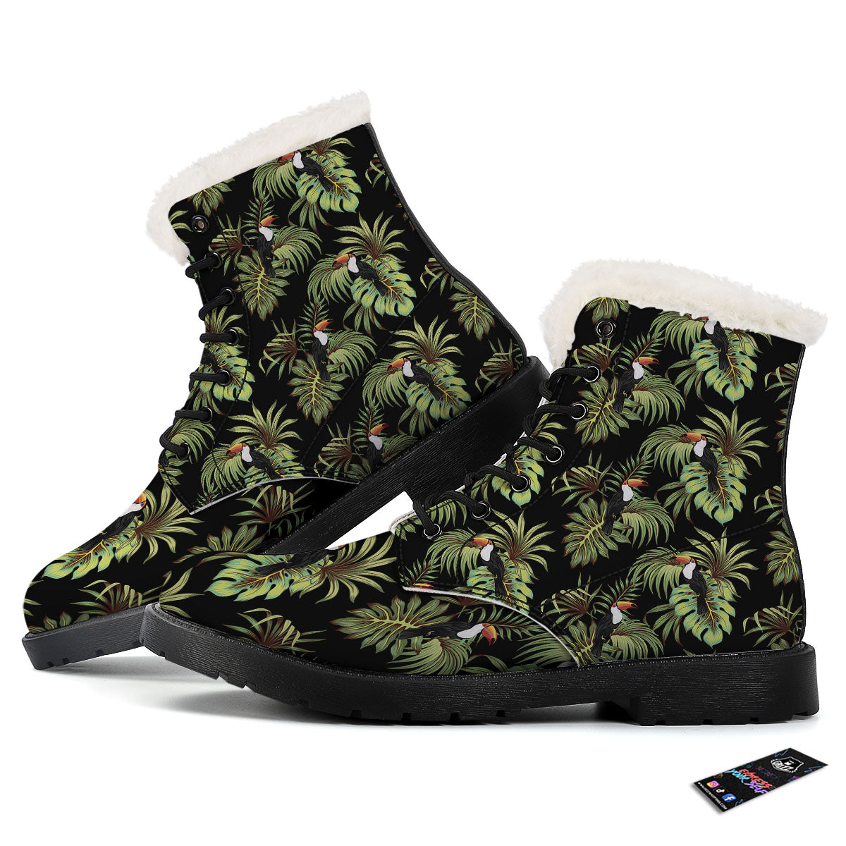 Toucan Vintage Print Pattern Winter Boots-grizzshop