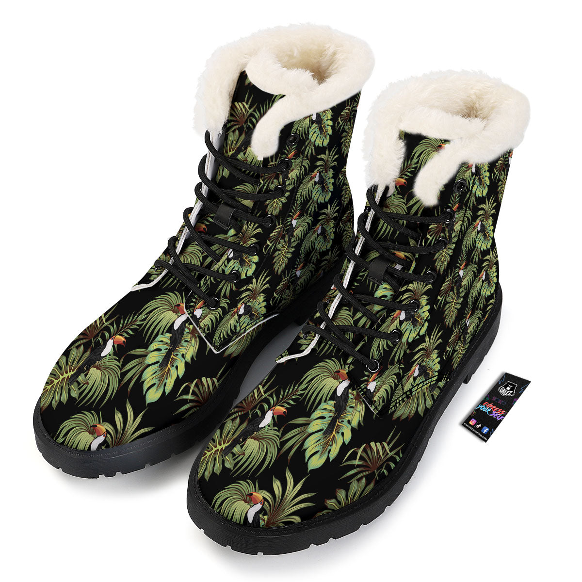 Toucan Vintage Print Pattern Winter Boots-grizzshop